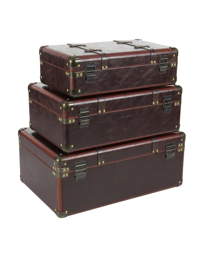 Leather Retro Trunk, Set of 3