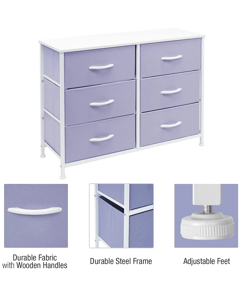 Sorbus 6 Drawers Dresser- Storage Unit with Steel Frame, Wood Top, Fabric Bins - for Bedroom, Closet