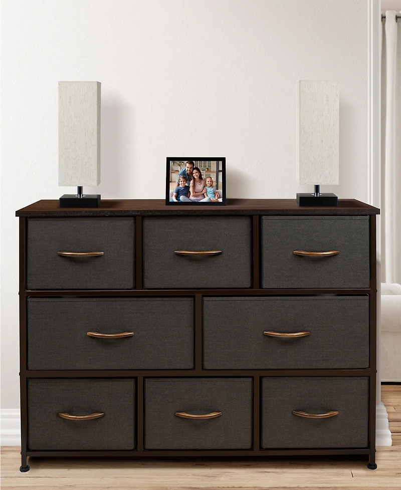 Sorbus 8 Drawers Wide Dresser - Organizer Unit with Steel Frame Wood Top and handle