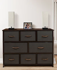 Sorbus 8 Drawers Wide Dresser - Organizer Unit with Steel Frame Wood Top and handle