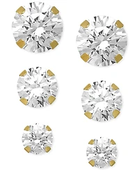 Cubic Zirconia Round Stud Earrings Set 14k White Gold (3/8-1-3/4 ct. t.w.)