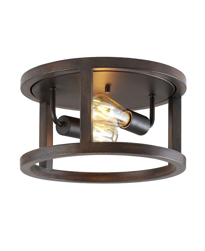 Jonathan Y Atelier 2-Light Rustic Industrial Led Flush Mount