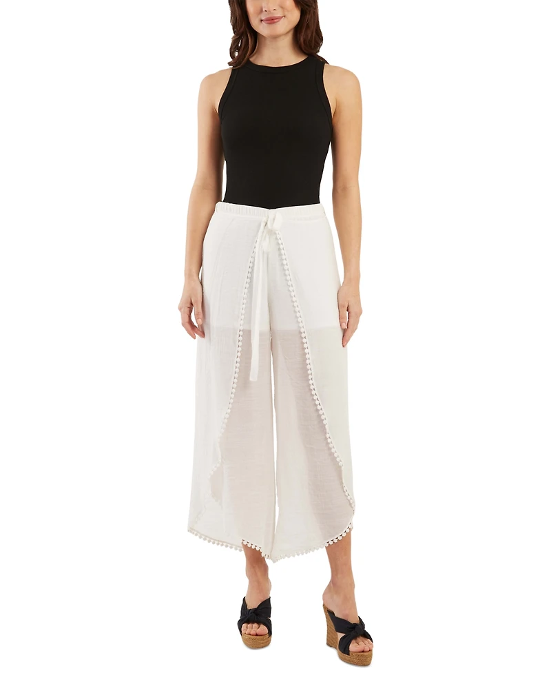 Bcx Juniors' Tie-Front Gauze Cropped Pants