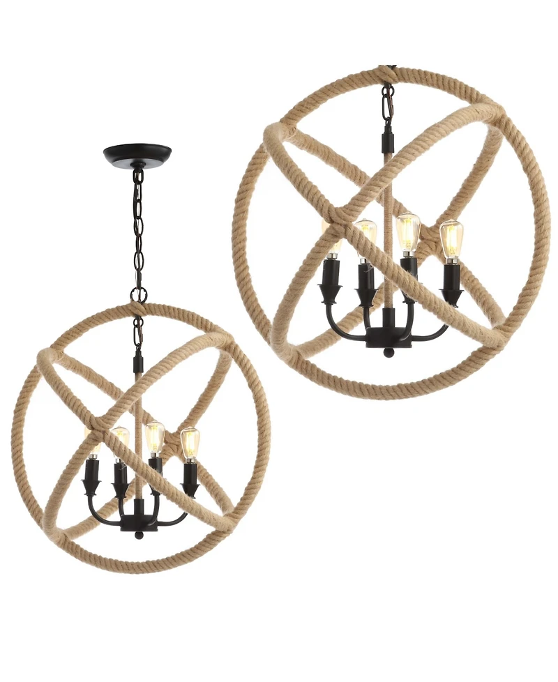 Soka 4-Light 20" Adjustable Globe, Rope Led Chandelier