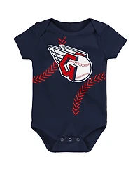 Newborn Boys and Girls Navy Cleveland Guardians Running Home Bodysuit
