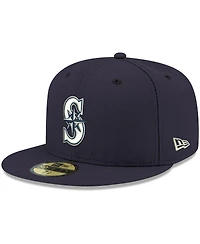 Men's New Era Navy Seattle Mariners Logo White 59FIFTY Fitted Hat
