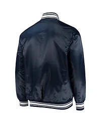 Men's Starter Navy New England Patriots Locker Room Satin Varsity Full-Snap Jacket