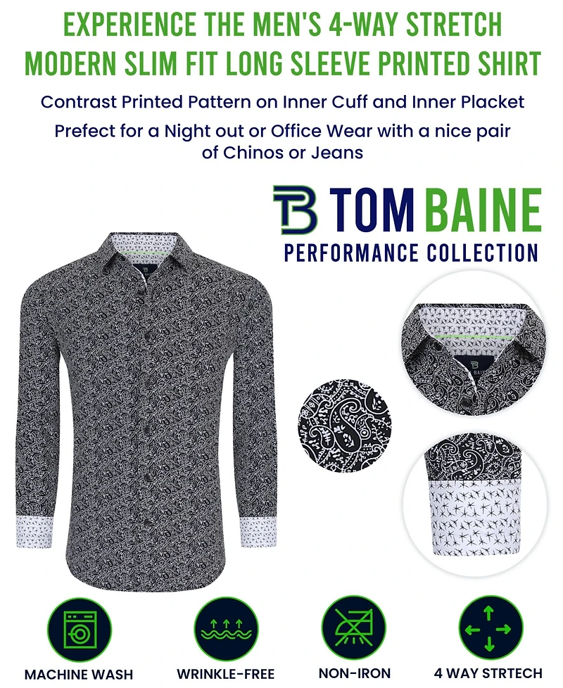 Tom Baine Men's Slim Fit Performance Solid Button Down Shirt