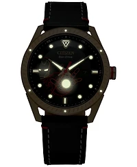 Marvel by Citizen Tony Stark Black Leather Strap Watch 43mm