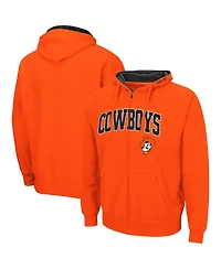 Men's Colosseum Orange Oklahoma State Cowboys Arch Logo 3.0 Full-Zip Hoodie