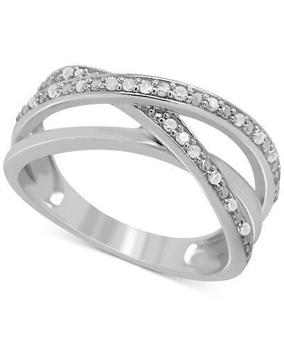 Diamond Multirow Crossover Ring (1/6 ct. t.w.) Sterling Silver