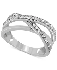 Diamond Multirow Crossover Ring (1/6 ct. t.w.) Sterling Silver