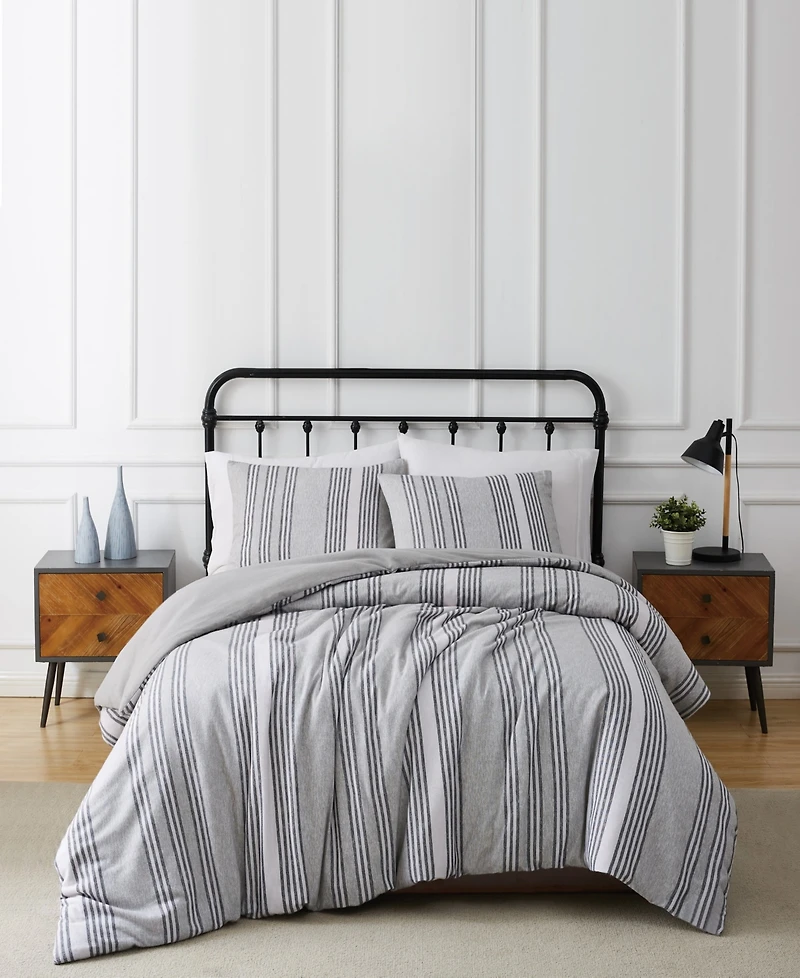Truly Soft Kiel Stripe 2 Piece Flannel Comforter Set, Twin Xl