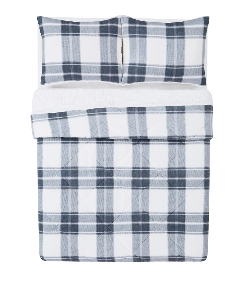 Cannon Cozy Teddy Plaid 3 Piece Comforter Set, King