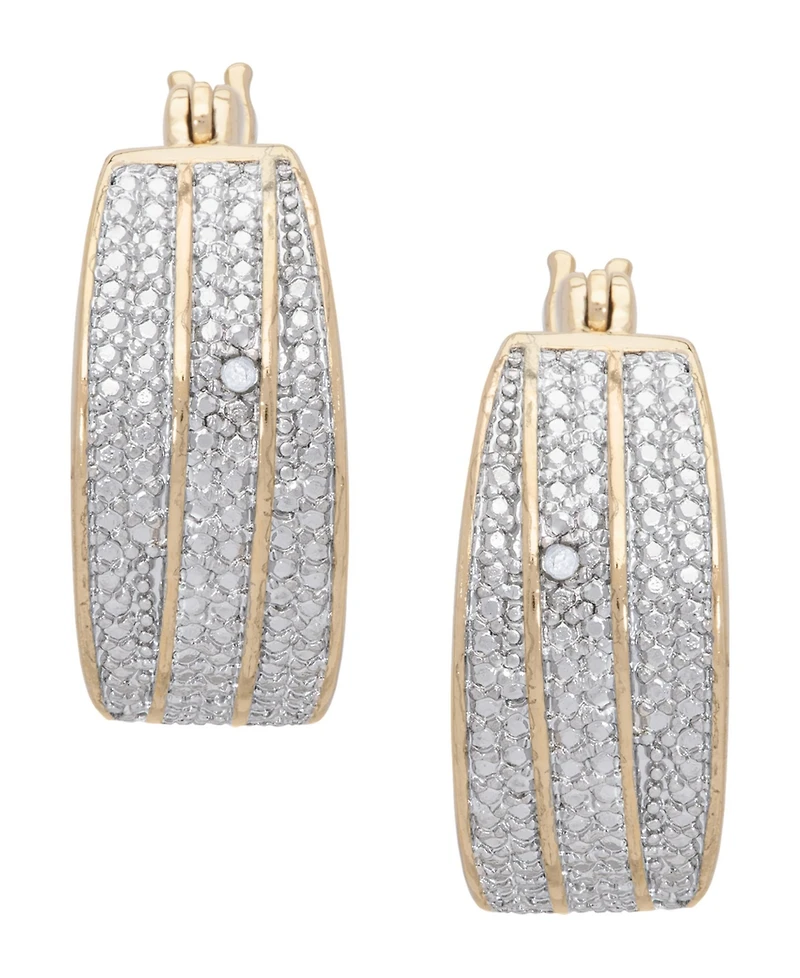 Diamond Accent 3 Row Hoop Earrings