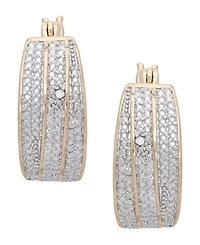 Diamond Accent 3 Row Hoop Earrings