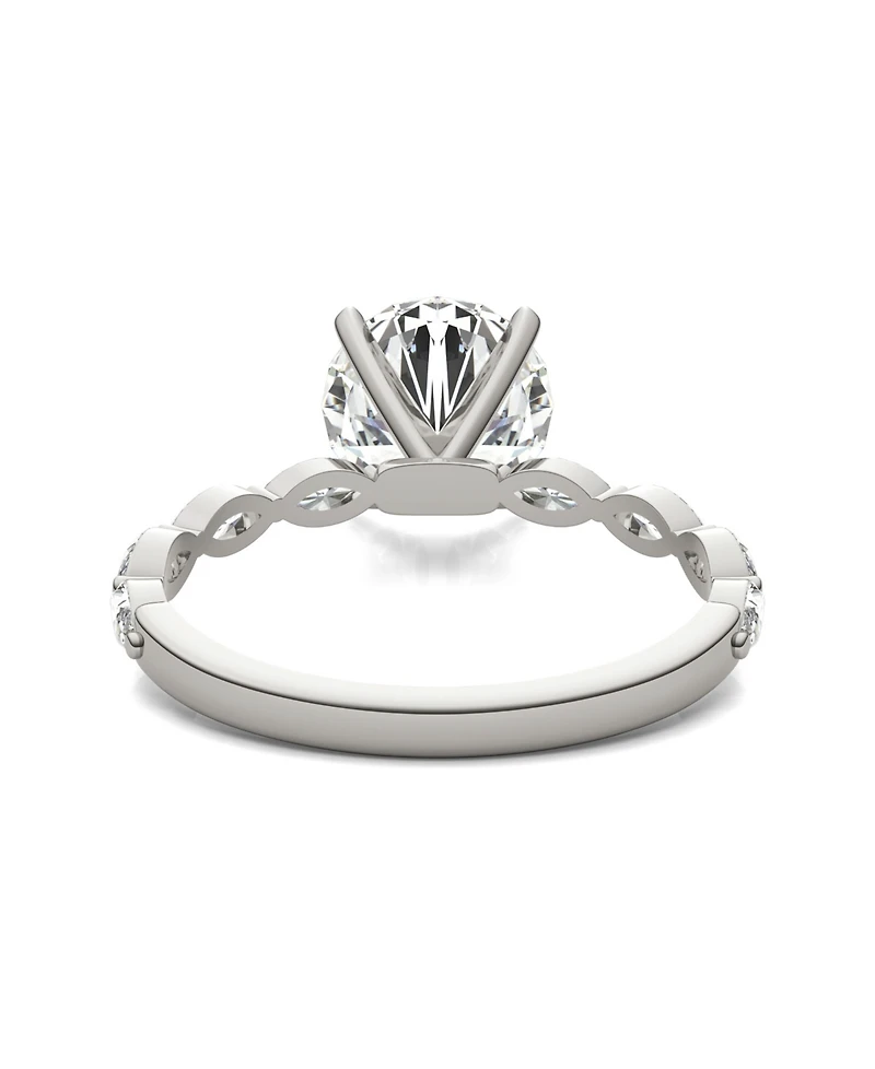 Moissanite Accented Solitaire Engagement Ring (2-1/2 Carat Total Weight Diamond Equivalent) 14K White Gold