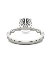 Moissanite Accented Solitaire Engagement Ring (2-1/2 Carat Total Weight Diamond Equivalent) 14K White Gold