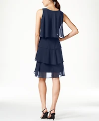Sl Fashions Women's Tiered Chiffon Dress