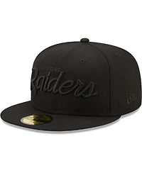 Men's New Era Las Vegas Raiders Black on Black Alternate Logo 59FIFTY Fitted Hat