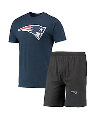 Men's Concepts Sport Charcoal, Navy New England Patriots Meter T-shirt and Shorts Sleep Set