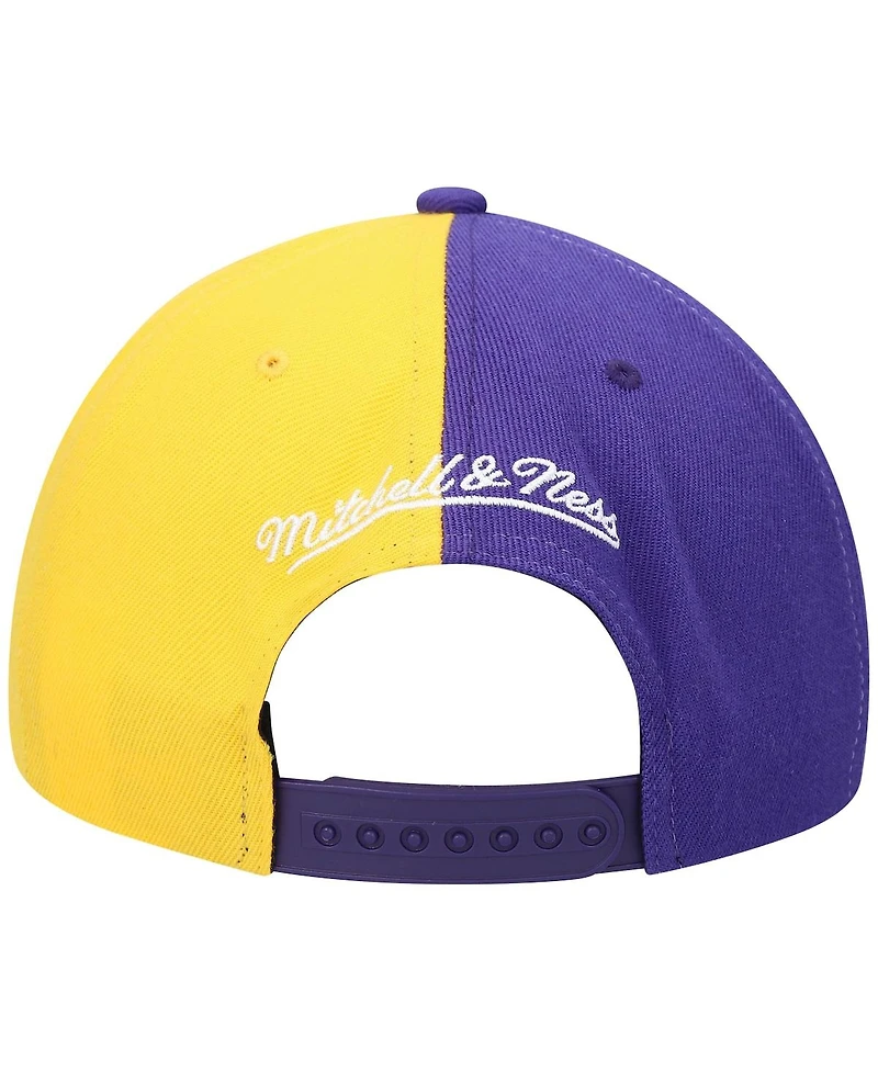 Men's Mitchell & Ness Purple, Gold Los Angeles Lakers Half and Half Snapback Hat