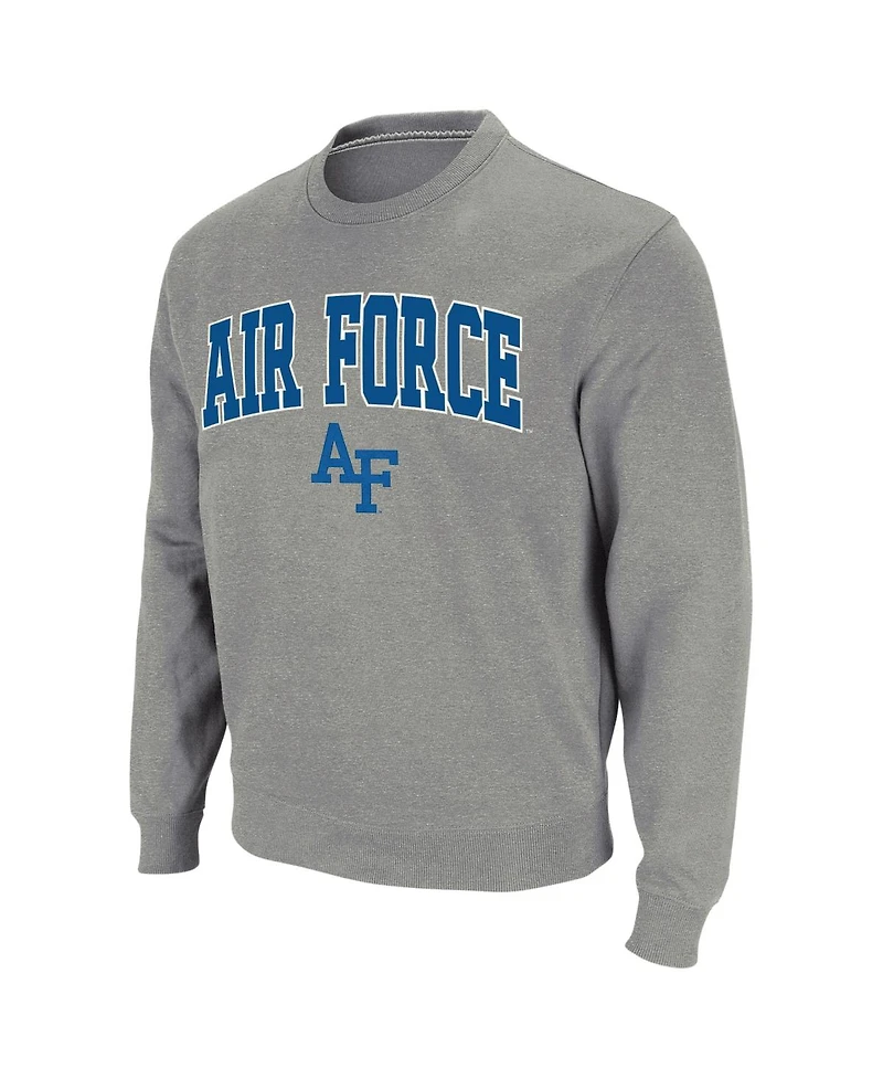Men's Colosseum Heathered Gray Air Force Falcons Arch & Logo Sweatshirt
