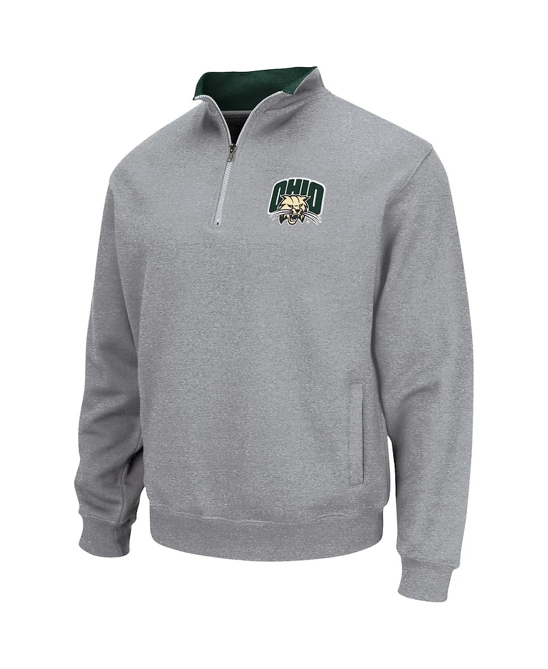 Men's Colosseum Heathered Gray Ohio Bobcats Tortugas Team Logo Quarter-Zip Jacket