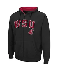 Men's Colosseum Black Washington State Cougars Arch Logo 3.0 Full-Zip Hoodie