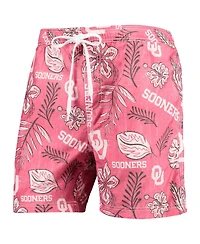 Men's Wes & Willy Crimson Oklahoma Sooners Vintage-Like Floral Swim Trunks