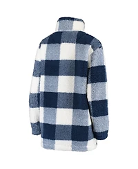 Women's G-iii 4Her by Carl Banks Navy Seattle Seahawks Sherpa Plaid Quarter-Zip Jacket