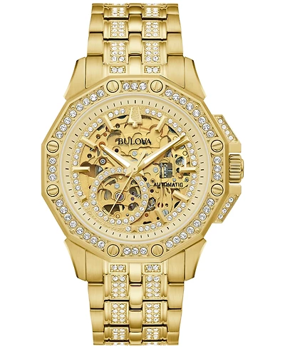 Bulova Men's Octava Automatic Crystal-Accent Gold-Tone Stainless Steel Bracelet Watch 41.7mm