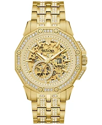Bulova Men's Octava Automatic Crystal-Accent Gold-Tone Stainless Steel Bracelet Watch 41.7mm