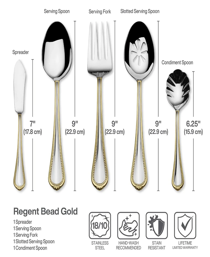 Mikasa Regent Bead Gold 65 Piece Flatware Set