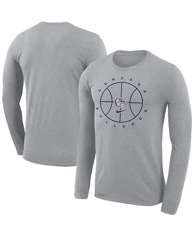 Men's Nike Gray Gonzaga Bulldogs Basketball Icon Legend Performance Long Sleeve T-shirt