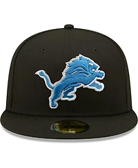Men's New Era Black Detroit Lions Omaha Team 59Fifty Fitted Hat