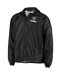 Men's Black Las Vegas Raiders Coaches Classic Raglan Full-Snap Windbreaker Jacket