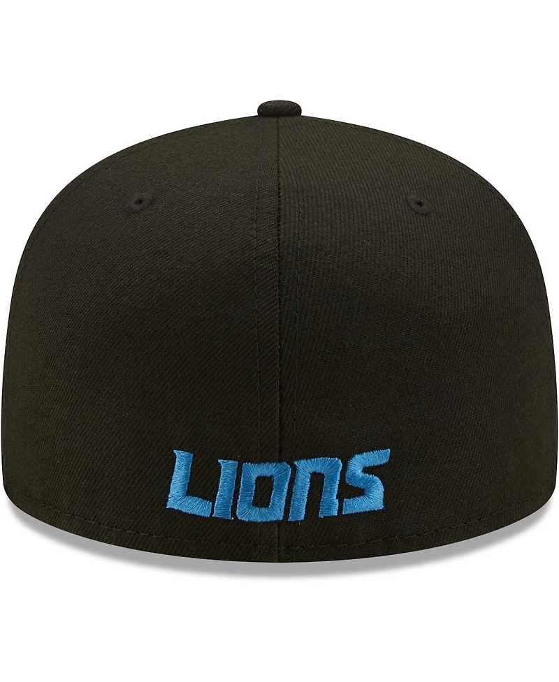 Men's New Era Black Detroit Lions Omaha Team 59Fifty Fitted Hat