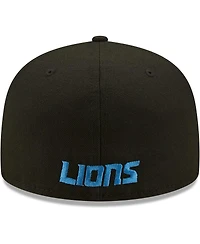 Men's New Era Black Detroit Lions Omaha Team 59Fifty Fitted Hat