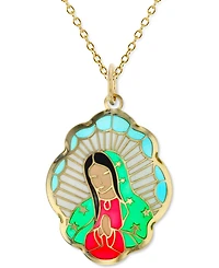 Enamel Mary 18" Pendant Necklace in 14k Gold