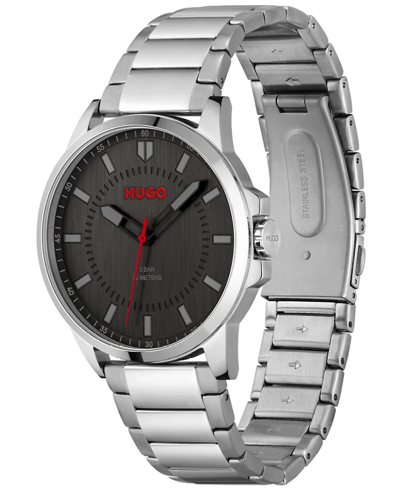Hugo Boss Men's First Silver-Tone Stainless Steel Bracelet Watch 43mm