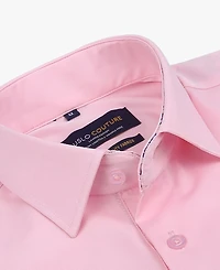Suslo Couture Men's Solid Slim Fit Wrinkle Free Stretch Long Sleeve Button Down Shirt