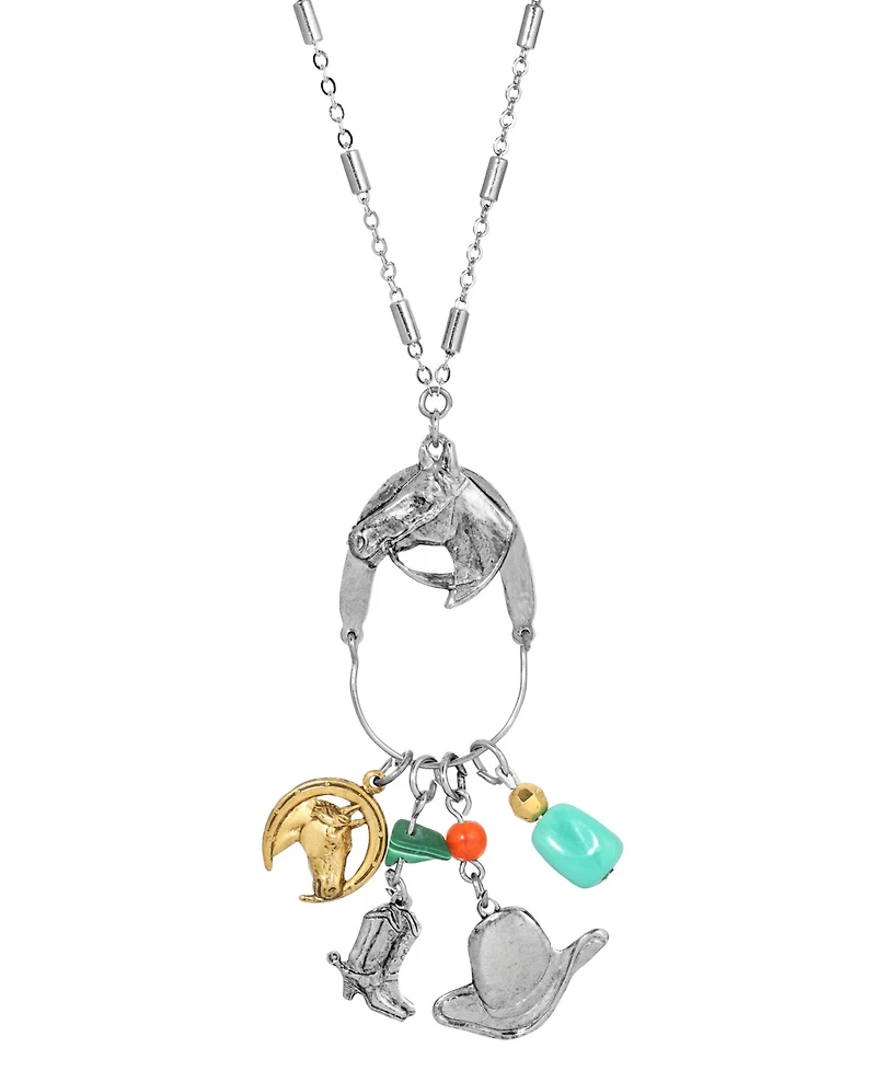 2028 Women's Charm Horse Head Boot Hat Necklace