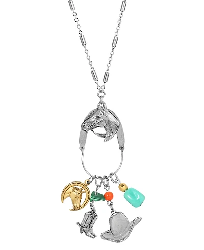 2028 Women's Charm Horse Head Boot Hat Necklace
