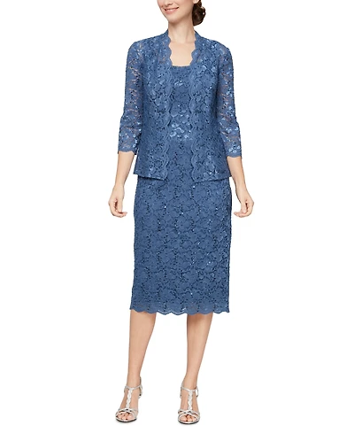 Sl Fashions 2-Pc. Lace Jacket & Midi Dress Set