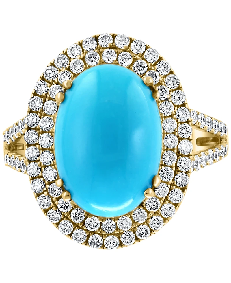 Effy Turquoise & Diamond (1 ct. t.w.) Oval Halo Ring in 14k Gold