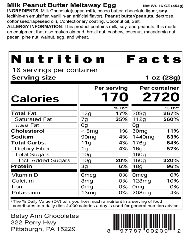 Betsy Ann Chocolates Milk Chocolate Peanut Butter Meltaway Egg and Standing Bunny Bundle, Set of 2