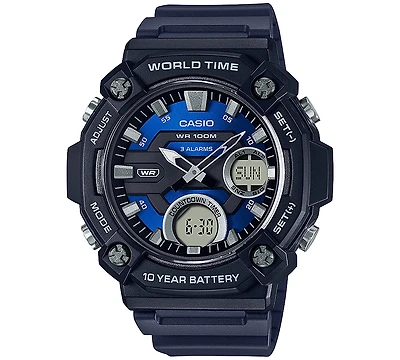 Casio Men's Analog Digital Black Resin Strap Watch 48mm