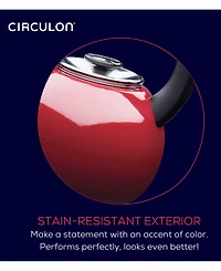 Circulon Enamel on Steel 2-Qt. Whistling Teakettle with Flip-Up Spout