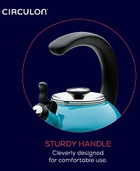 Circulon Enamel on Steel 2-Qt. Whistling Teakettle with Flip-Up Spout